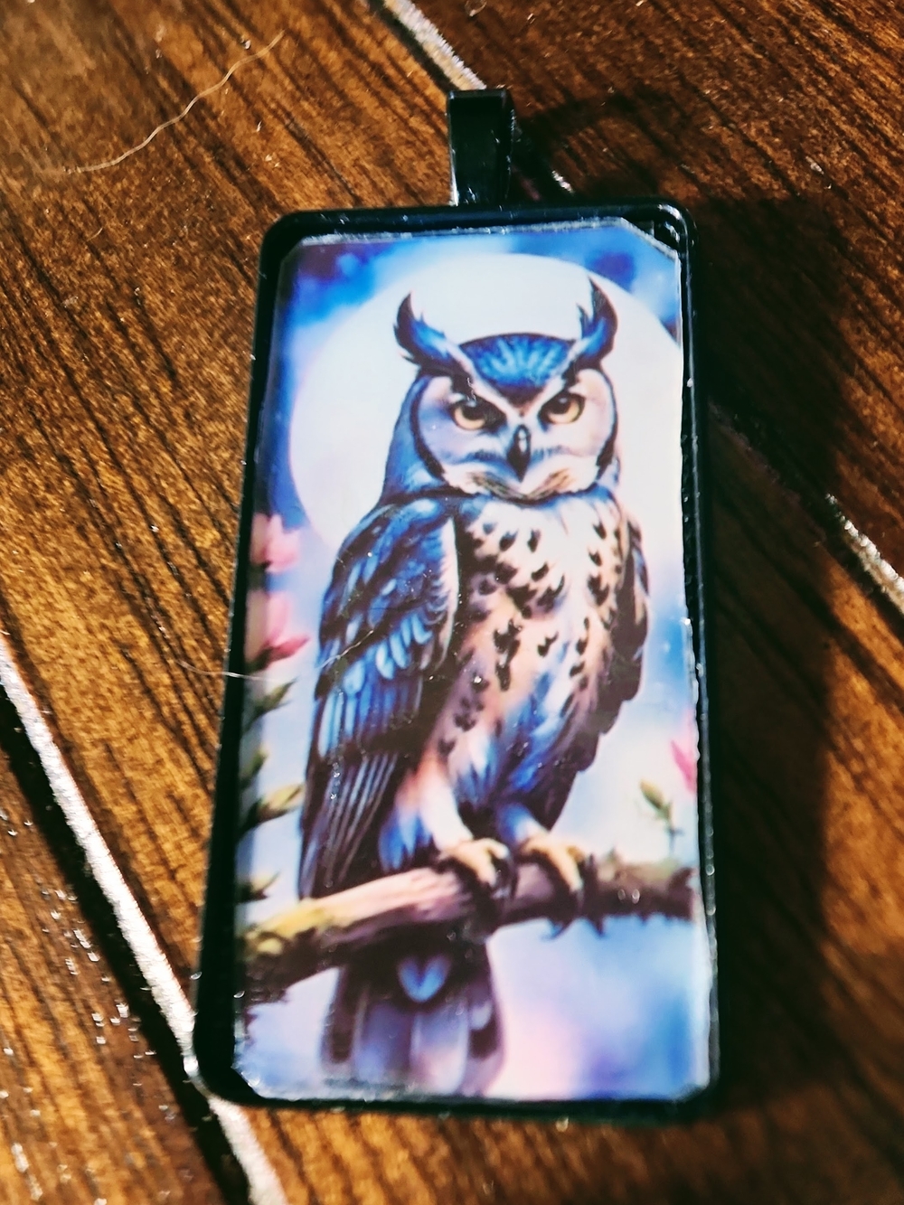 Owl Pendant Necklace in Blue and White Perfect Mothers Day Gift